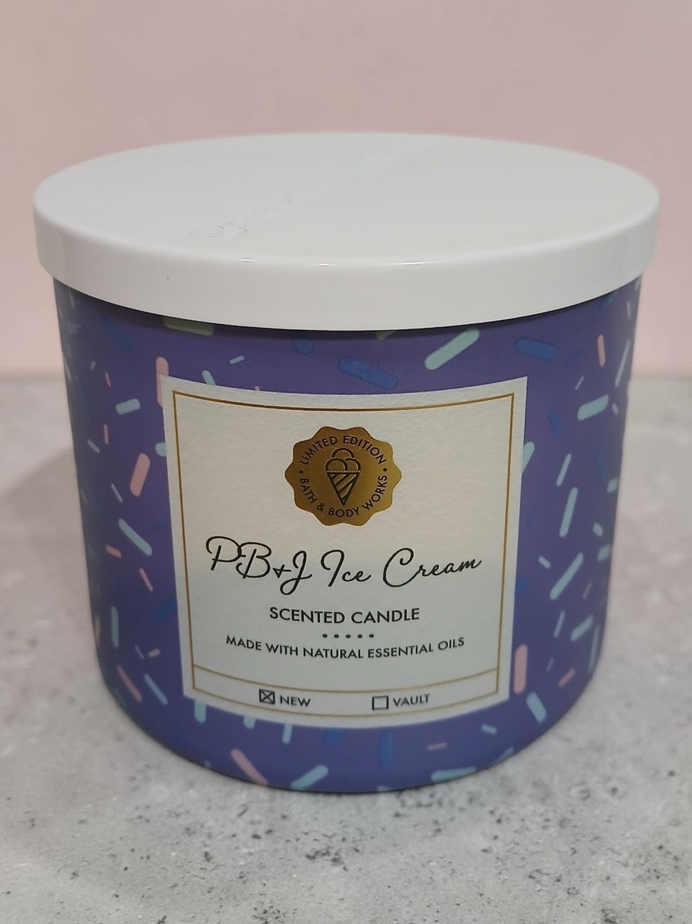 Bath & Body Works PB&J Ice Cream Scented Candle - Purple & White